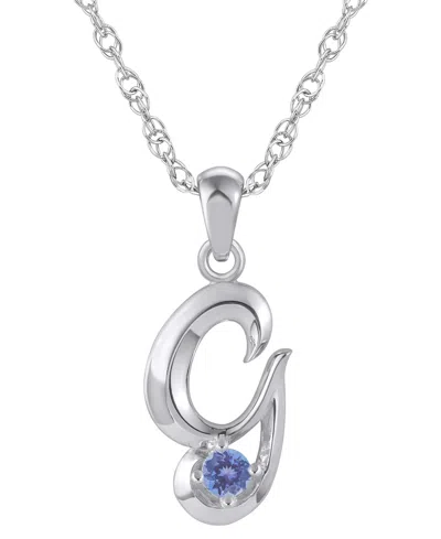 Macy's Ruby (1/6 Ct. T.w.) Initial Pendant Necklace In 10k White Gold (also Available 10k Yellow Gold) In Silver