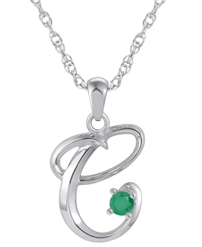 Macy's Ruby (1/6 Ct. T.w.) Initial Pendant Necklace In 10k White Gold (also Available 10k Yellow Gold) In Silver