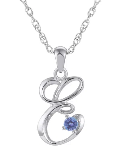 Macy's Ruby (1/6 Ct. T.w.) Initial Pendant Necklace In 10k White Gold (also Available 10k Yellow Gold) In Silver