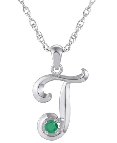 Macy's Ruby (1/6 Ct. T.w.) Initial Pendant Necklace In 10k White Gold (also Available 10k Yellow Gold) In Silver
