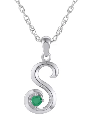 Macy's Ruby (1/6 Ct. T.w.) Initial Pendant Necklace In 10k White Gold (also Available 10k Yellow Gold) In Silver
