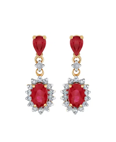 Macy's Ruby (1-7/8 Ct. T.w.) & Diamond (1/3 Ct. T.w.) Drop Earrings In 14k Yellow Gold In Red