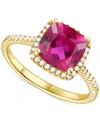 Macy's Ruby (2-1/2 Ct. T.w.) & Lab-grown White Sapphire (1/4 Ct. T.w.) Halo Ring In 14k Gold-plated Sterlin In Ruby