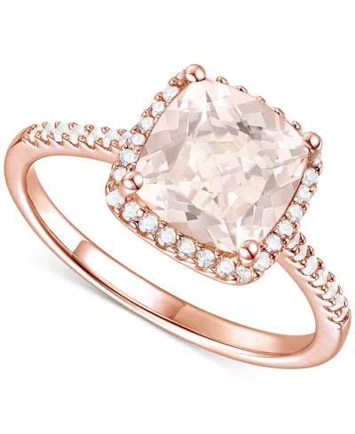 Macy's Ruby (2-1/2 Ct. T.w.) & Lab-grown White Sapphire (1/4 Ct. T.w.) Halo Ring In 14k Gold-plated Sterlin In Morganite