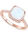 Macy's Ruby (2-1/2 Ct. T.w.) & Lab-grown White Sapphire (1/4 Ct. T.w.) Halo Ring In 14k Gold-plated Sterlin In Opal
