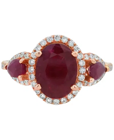 Macy's Ruby (2.75 Ct. T.w.) & Diamond (0.33 Ct. T.w.) Ring In 14k Rose Gold In Red