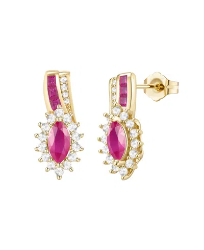 Macy's Ruby (3/4 Ct. T.w.) & Diamond (3/8 Ct. T.w.) Earring In 14k Yellow Gold
