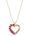 Macy's Ruby (3/4 Ct. T.w.) & Diamond Accent 18" Heart Pendant Necklace In 14k Gold In Ruby