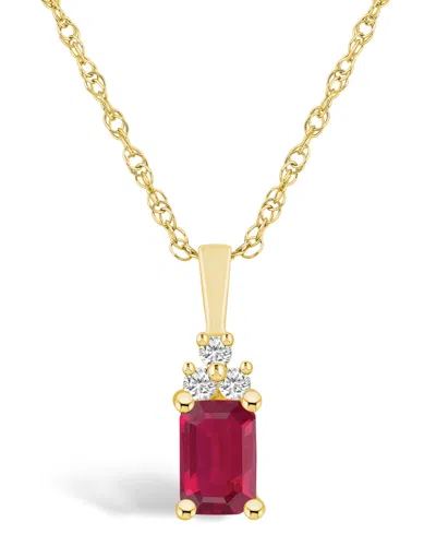 Macy's Ruby (3/4 Ct. T.w.) And Diamond Accent Pendant Necklace In Gold
