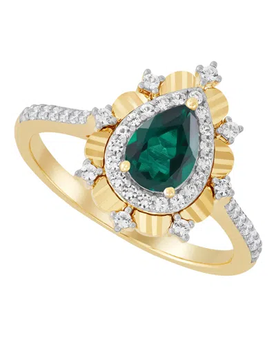 Macy's Ruby (3/4 Ct. T.w.) & White Sapphire (1/3 Ct. T.w.) Ring In 14k Yellow Gold-plated Sterling Silver ( In Emerald