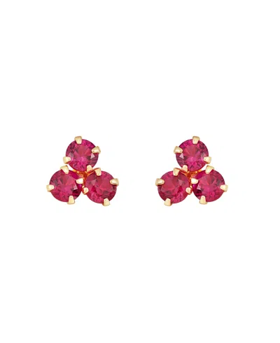 Macy's Ruby (3/4 Ct. T.w.) Button Stud In 10k Yellow Gold In Multi