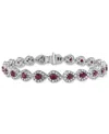 Macy's Ruby (4 Ct. T.w.) & Diamond (3 Ct. T.w.) Halo Link Bracelet In 14k White Gold (also In Saphire & Eme In Ruby,white Gold