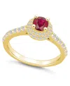 Macy's Ruby (5/8 Ct. T.w.) And Diamond (1/2 Ct. T.w.) Halo Ring In Gold