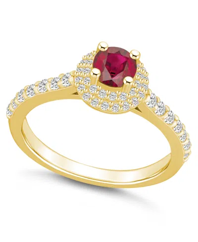 Macy's Ruby (5/8 Ct. T.w.) And Diamond (1/2 Ct. T.w.) Halo Ring In Gold