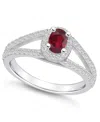 Macy's Ruby (5/8 Ct. T.w.) And Diamond (1/2 Ct. T.w.) Halo Ring In White Gold