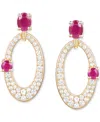 Macy's Ruby (5/8 Ct. T.w.) & Diamond (1/3 Ct. T.w.) Oval Doorknocker Drop Earrings In 14k Gold (also Availa