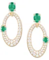 Macy's Ruby (5/8 Ct. T.w.) & Diamond (1/3 Ct. T.w.) Oval Doorknocker Drop Earrings In 14k Gold (also Availa In Emerald