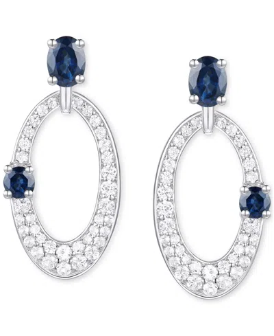 Macy's Ruby (5/8 Ct. T.w.) & Diamond (1/3 Ct. T.w.) Oval Doorknocker Drop Earrings In 14k Gold (also Availa In Sapphire