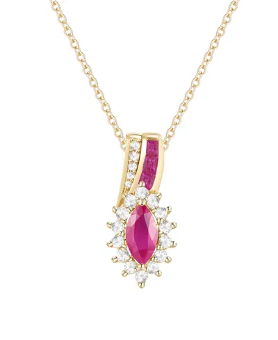 Macy's Ruby (5/8 Ct. T.w.) & Diamond (1/4 Ct. T.w.) Pendant Necklace In 14k Yellow Gold