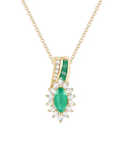 Macy's Ruby (5/8 Ct. T.w.) & Diamond (1/4 Ct. T.w.) Pendant Necklace In 14k Yellow Gold In Emerald