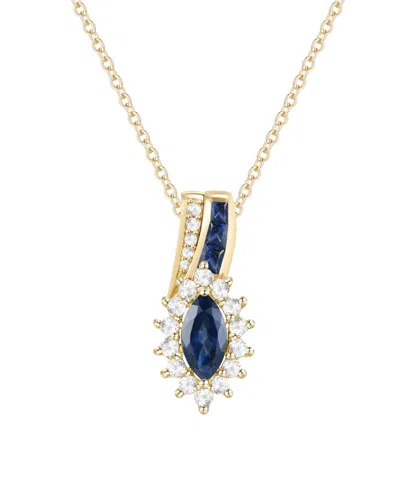 Macy's Ruby (5/8 Ct. T.w.) & Diamond (1/4 Ct. T.w.) Pendant Necklace In 14k Yellow Gold In Sapphire
