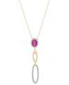 Macy's Ruby (5/8 Ct. T.w.) & Diamond (1/5 Ct. T.w.) Halo Link Drop 18" Pendant Necklace In Ruby