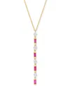 Macy's Ruby (5/8 Ct. T.w.) & Diamond (1/5 Ct. T.w.) Lariat Necklace In 10k Gold, 16-1/2" + 1" Extender In Ruby