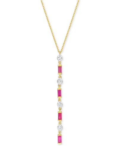 Macy's Ruby (5/8 Ct. T.w.) & Diamond (1/5 Ct. T.w.) Lariat Necklace In 10k Gold, 16-1/2" + 1" Extender