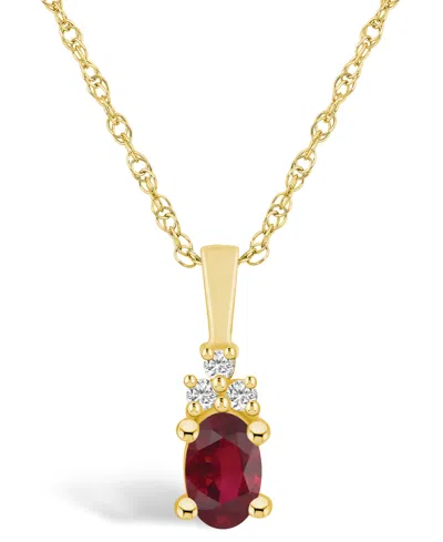 Macy's Ruby (5/8 Ct. T.w.) And Diamond Accent Pendant Necklace In Gold
