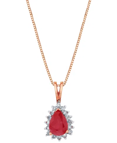 Macy's Ruby (9/10 Ct. T.w.) & Diamond (1/6 Ct. T.w.) Pendant Necklace In 14k Rose Gold