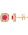 Macy's Ruby & Diamond Cushion Stud Earrings In Pattern