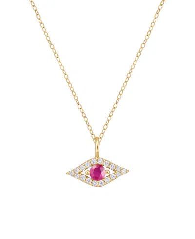Macy's Ruby And Diamond Evil Eye Pendant (1/6 Ct. T.w. Ruby, 1/10 Ct. T.w. Diamond) In 14k Gold