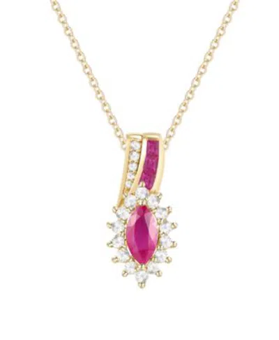 Macy's Macys Ruby Diamond Pendant Necklace Earing Ring In 14k Yellow Gold Collection Also Available In Emer In Emerald