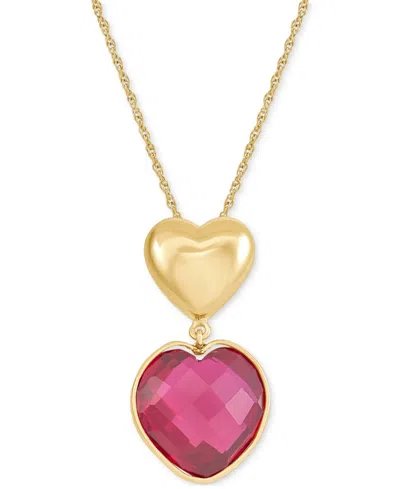 Macy's Ruby Heart Pendant Necklace (12-1/10 Ct. T.w.) In 24k Gold-plated Sterling Silver, 16" + 2" Extender