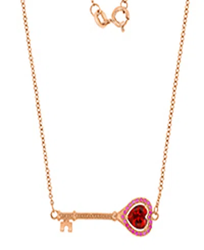 Macy's Ruby Key Necklace In 14k Rose Gold Over Sterling Silver