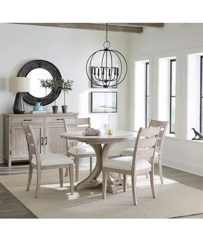 Macy's Sadie 5-pc. Round Dining Set (table & 4 Ladder Back Chairs), Created For  In Gray