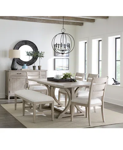 Macy's Sadie 6-pc. Rectangular Dining Set (table, 4 Ladder Back Chairs & Bench), Created For  In Gray
