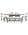 Macy's Sadie 6-pc. Rectangular Dining Set (table, 4 Upholstered Side Chairs & Bench), Created For  In Gray