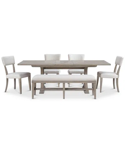 Macy's Sadie 6-pc. Rectangular Dining Set (table, 4 Upholstered Side Chairs & Bench), Created For  In Gray