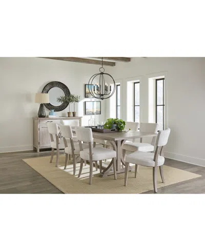 Macy's Sadie 9-pc. Rectangular Dining Set (table & 8 Upholstered Side Chairs), Created For  In Grey