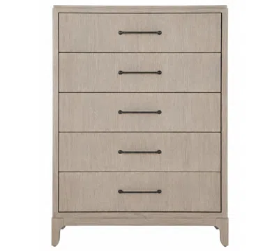 Macy's Sadie Collection 5 Drawer Hardwood Oak Veneer Felt-lined Drawer Chest,  Exclusive In Brown