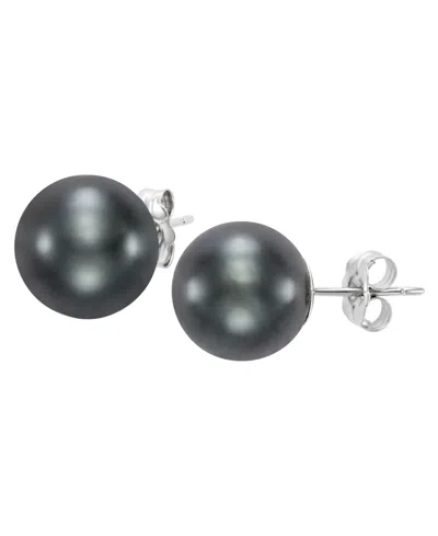 Macy's Saltwater Tahitian Pearl (9-10mm) Stud Earrings In 14k White Gold