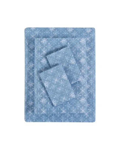 Macy's Sanders Holiday Printed Microfiber 3-pc. Sheet Set, Twin In Blue