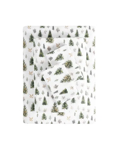 Macy's Sanders Holiday Printed Microfiber 4-pc. Sheet Set, Full In Green