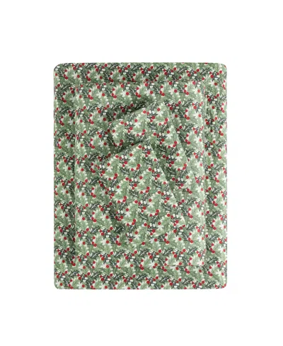 Macy's Sanders Holiday Printed Microfiber 4-pc. Sheet Set, Queen In Green