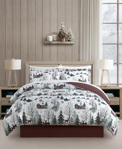 Macy's Santa Town 8-piece Reversible Printed Microfiber Comforter Sets In Multi