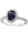 Macy's Sapphire (1-1/2 Ct. T.w.) & Diamond (1/4 Ct. T.w.) Halo Ring In 14k White Gold In Sapphire