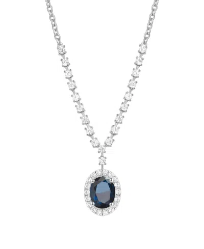 Macy's Sapphire (1-1/2 Ct. T.w.) And Diamond (5/8 Ct. T.w.) Necklace In 14k White Gold (also Available Emer In Metallic