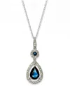 Macy's Sapphire (1-1/3 Ct. T.w.) And Diamond (1/4 Ct. T.w.) Drop Pendant Necklace Set In 14k White Gold (al