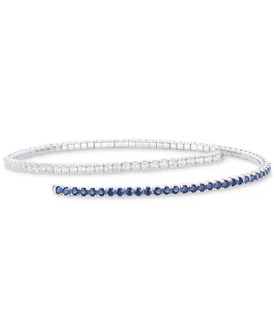 Macy's Sapphire (1-1/5 Ct. T.w.) & Diamond (1 Ct. T.w.) Flex Wrap Bracelet 14k White Gold (also Available I In Silver